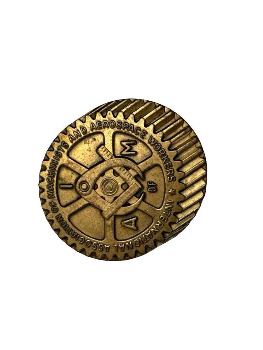 Vintage IAMAW Union Belt Buckle Bastian Bros Rochester NY JWG Union Made Brass T